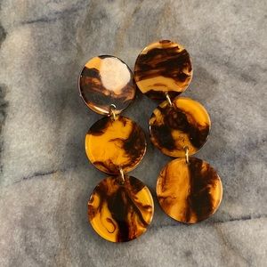 J. Crew | Brown Tortoise Shell Colored Circle Resin Earrings